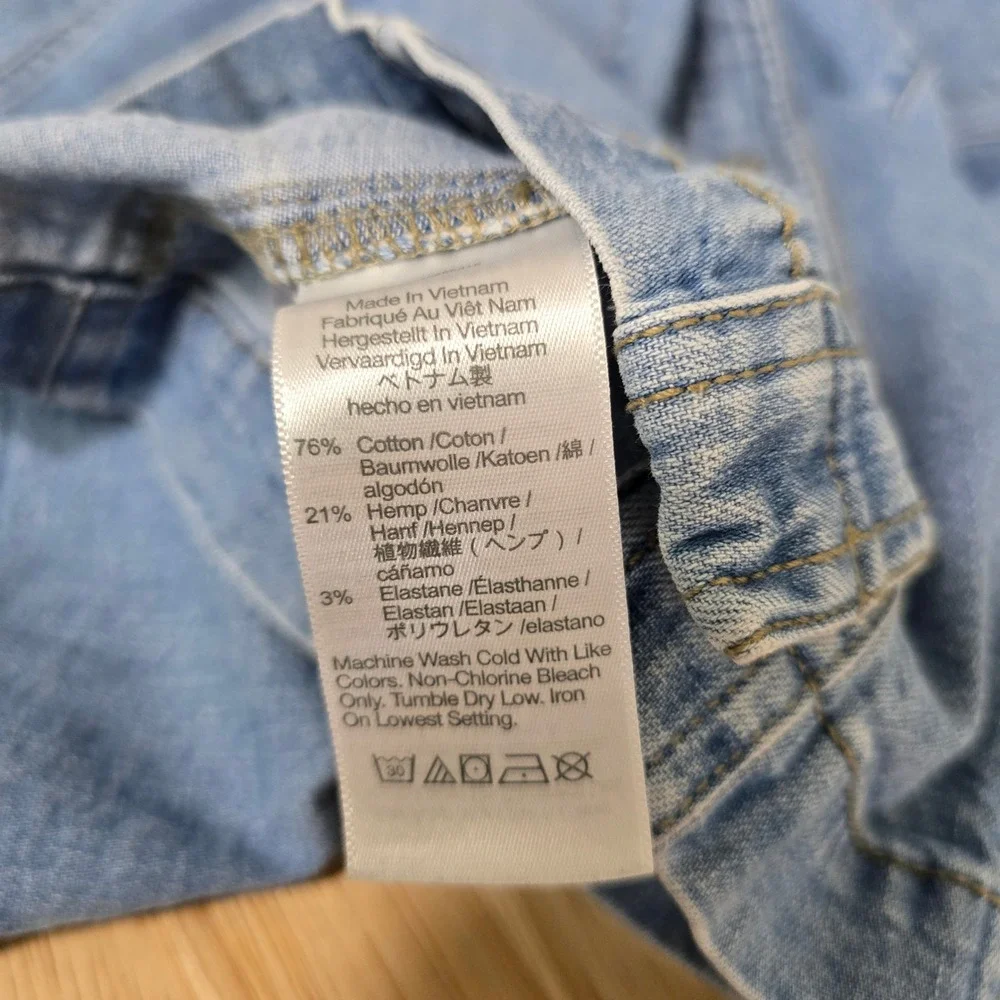 Madewell Denim Shirtdress Short Sleeve Button Front Collared Light Wash Size‎ 2